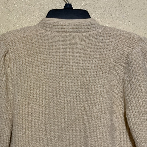 Adele Joyce Sweater Cardigan Jacket S Stretchy Creamy Ivory Acrylic Wool Blend - Picture 10 of 12